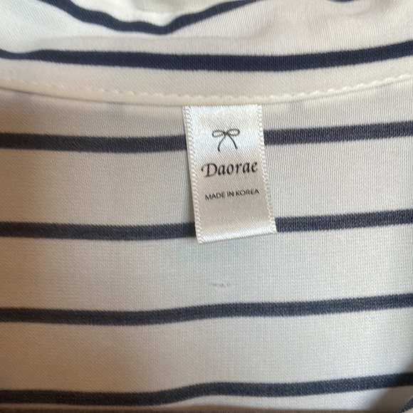 RARE Daorae Striped Tunic Top, Lightweight, Ling Sleeve, Roll up Tabs, Pockets - Picture 8 of 15